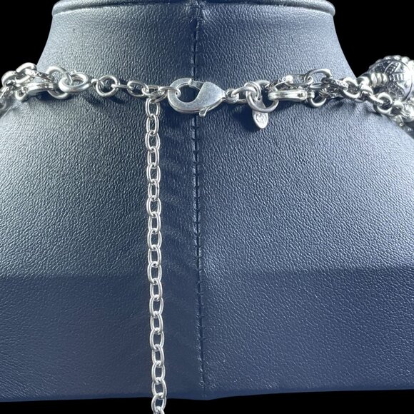 Premier Designs Silver Bead Statement Necklace Boho Gothic Festival Lightweight - Picture 7 of 8